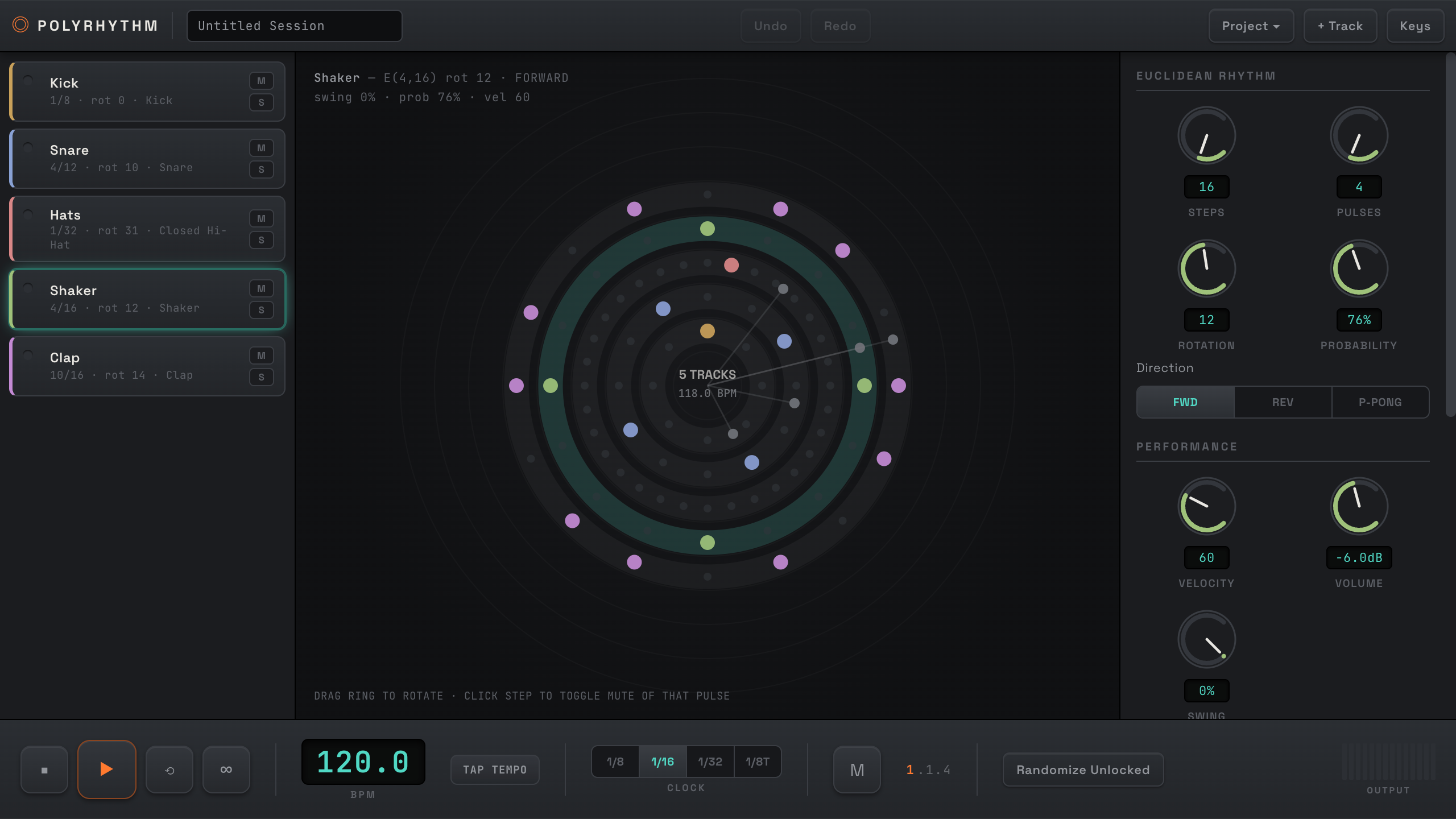 Euclidean Polyrhythm Sequencer