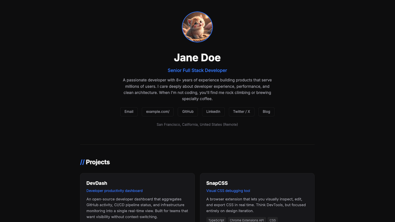 Developer theme screenshot